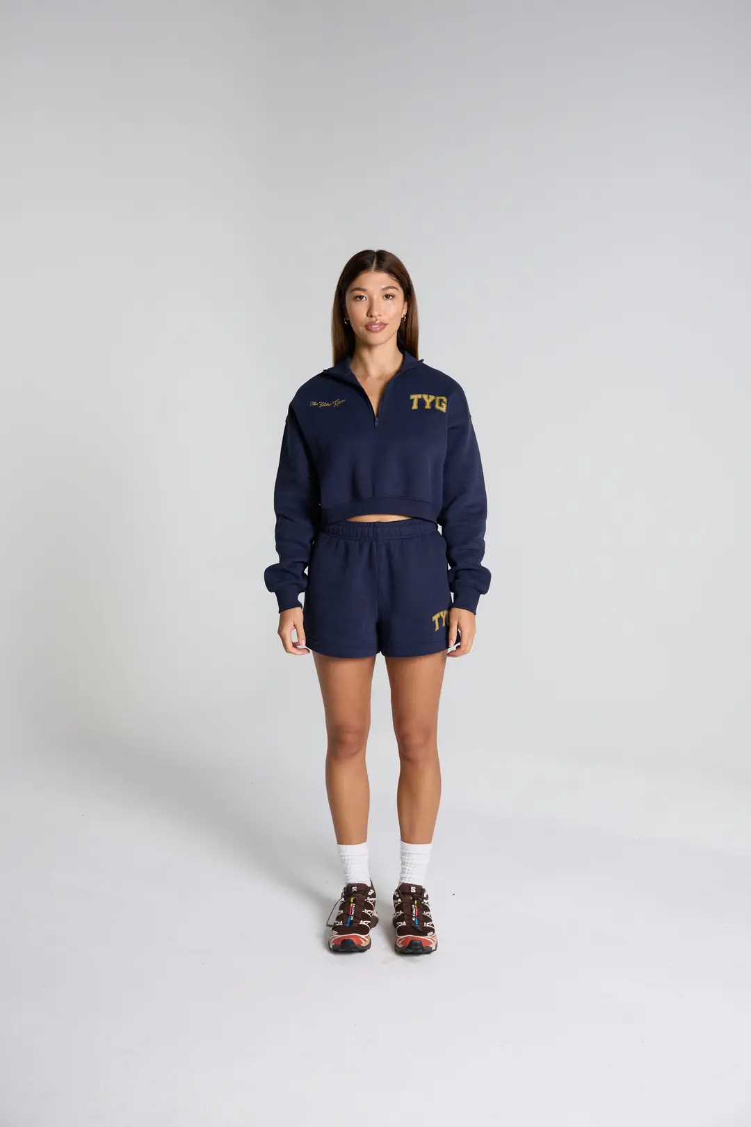 TYG Cropped 1/4 Zip Jacket - Navy