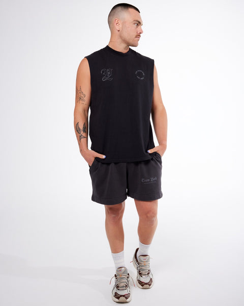 MENS TEAM YARD TRACK SHORT - FADED BLACK