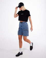 THE YARD GYM CROPPED TEE - BLACK